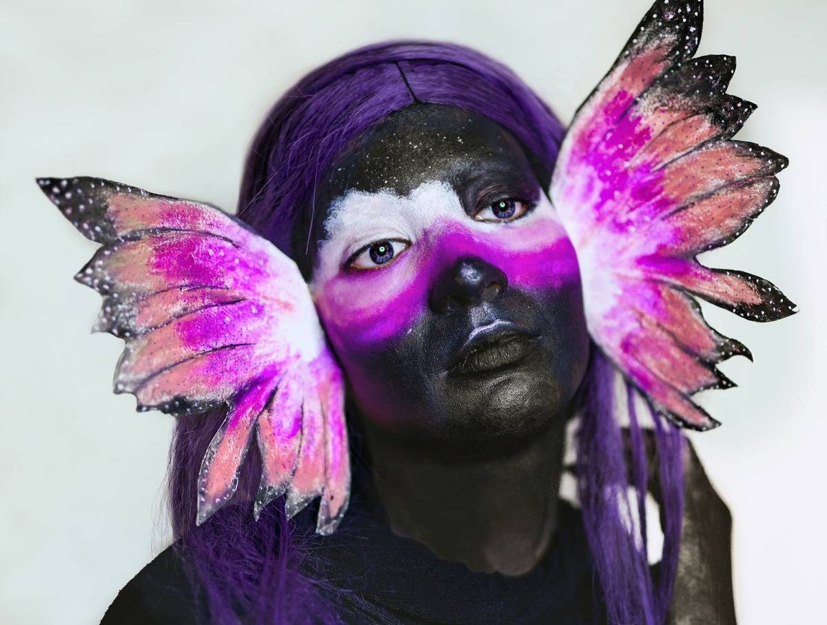 Close-up of 3d prosthetic makeup applied on cheek with seamless blending into natural skin